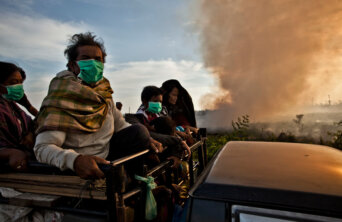 Villagers Evacuate During Forest Fires in Sumatra